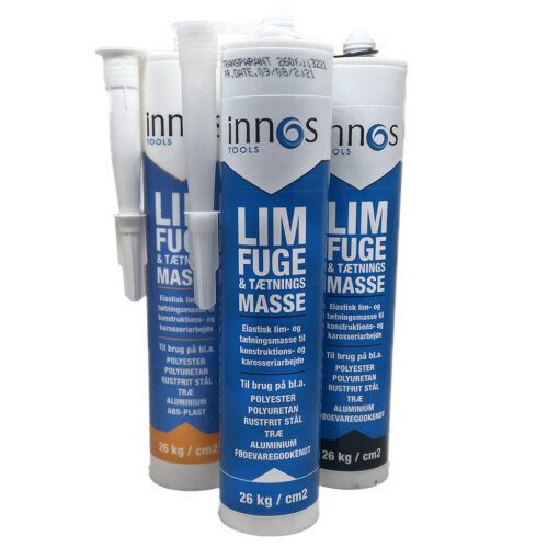 Lim-, fuge- og tætningsmasse fra Innos Tools, hvid sort eller transparent